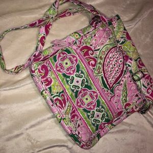Pink and green floral Vera Bradley crossbody purse